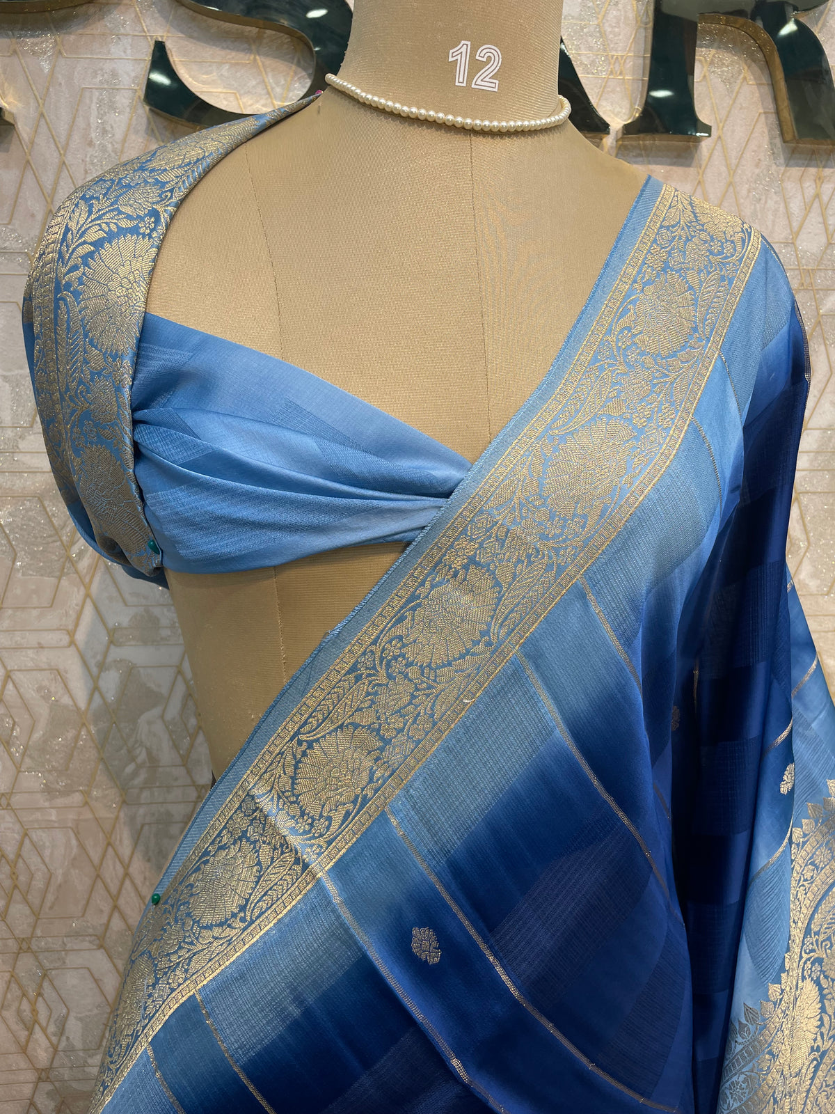 Royal Blue Kota Crepe Fusion Saree 203