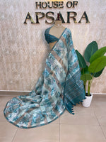 Rama Green Tissue Digital Print Saree 94