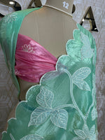 Green n Pink Organza Applique Work Saree 20