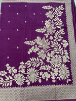 Wine Banarasi Raw Silk Saree 32