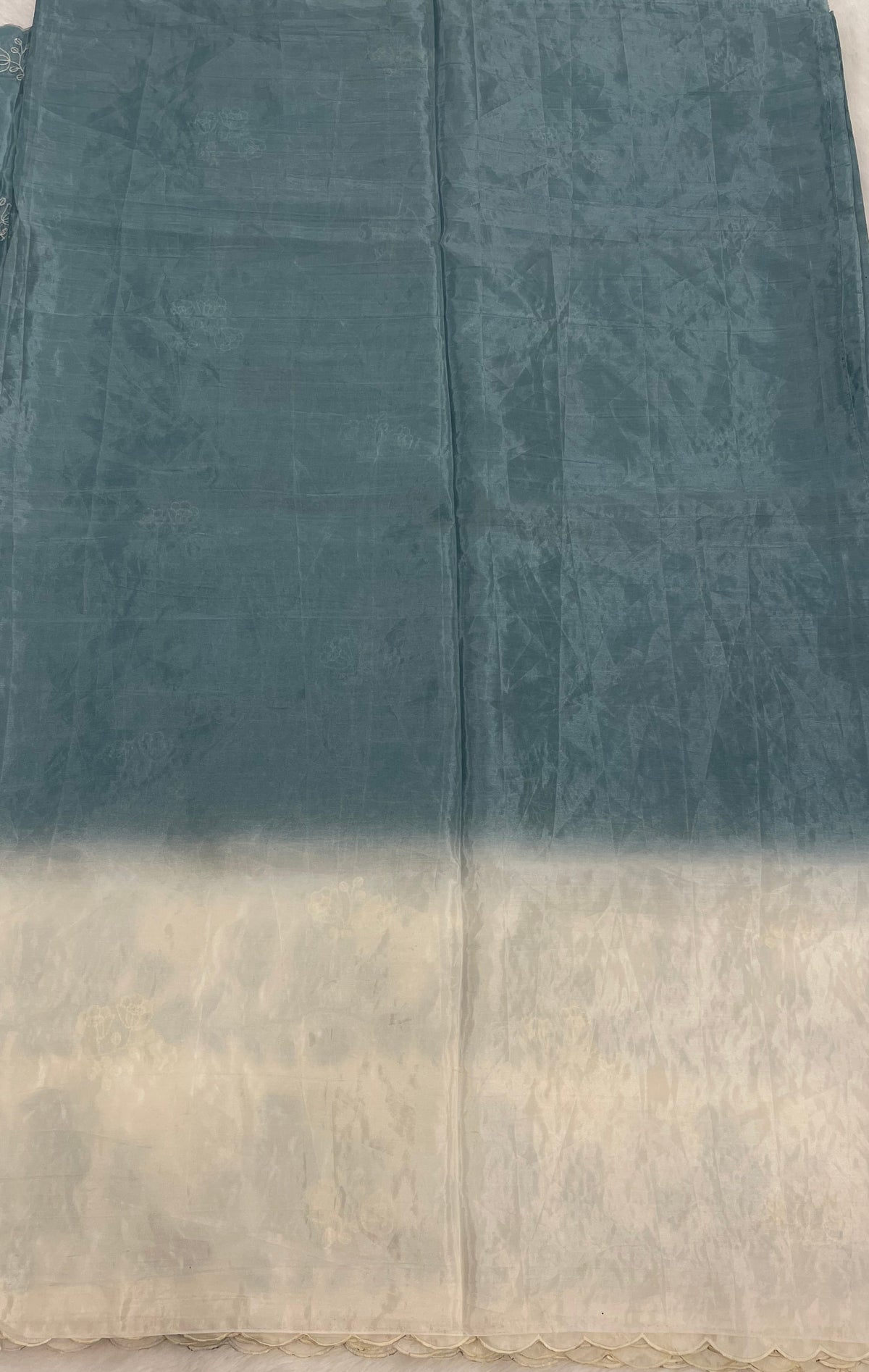 Blue n White Dual Shade Chanderi Silk Saree 13
