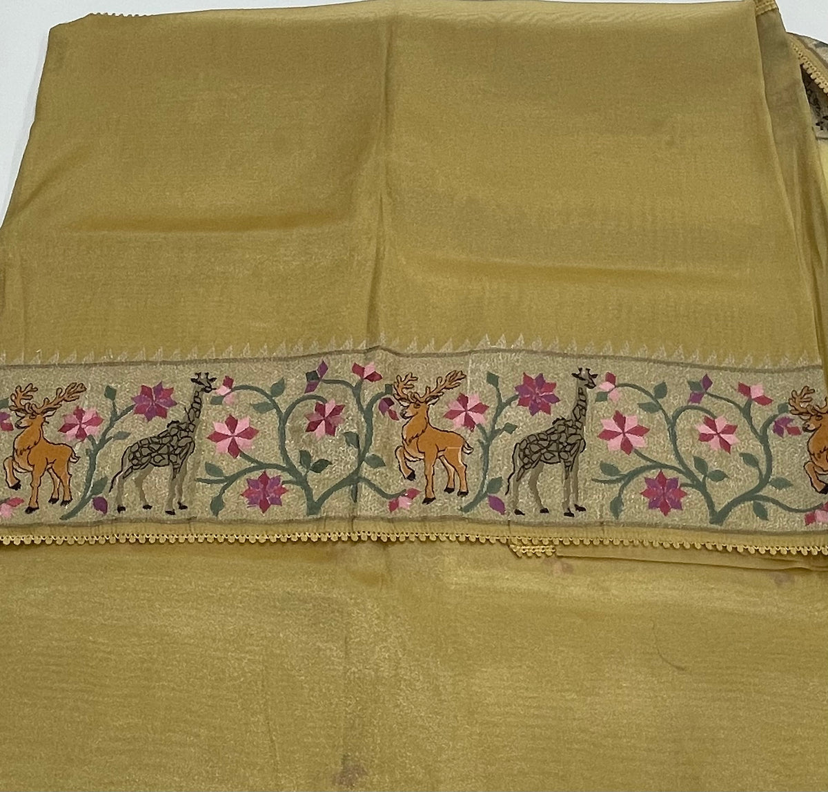 Gold Soft Tissue Embroidery Saree 17