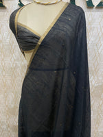 Black Jute Linen Sequence Saree 28