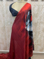 Maroon Digital Print Satin Saree 41