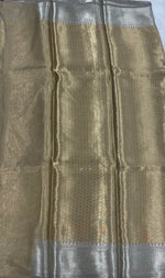 Gold n Grey Pure Tissue Brocade Saree 11