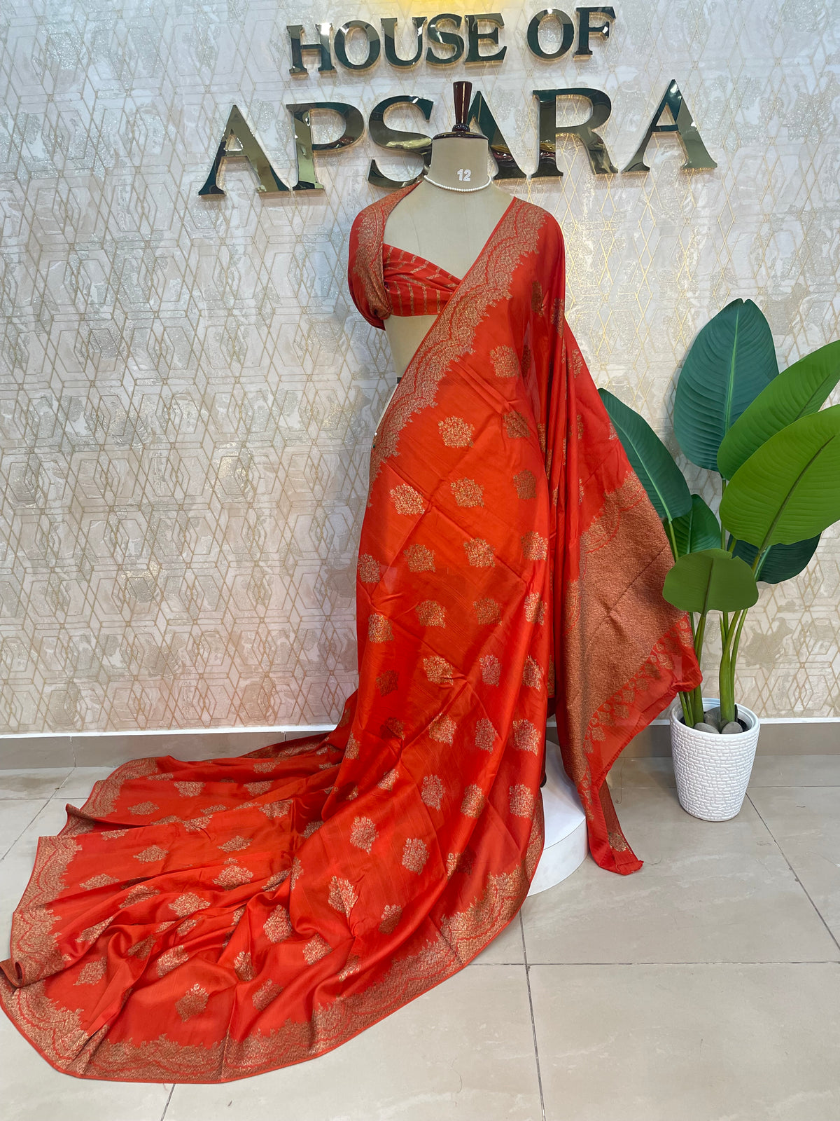 Orange Banarasi Tussur Saree 102