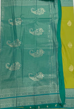 Parrot Green n Sea Blue Semi Silk Saree 42