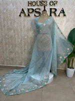 Pastel Blue Organza Saree 321