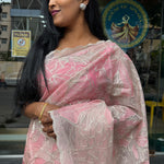 Pink Tissue Floral Embroidery Saree 29