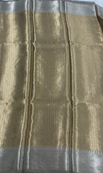 Gold n Grey Pure Tissue Brocade Saree 11