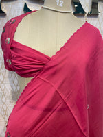 Pink Thread Embroidery Work Mul Chanderi Silk Saree 63