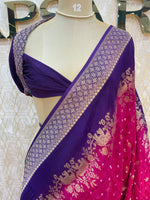 Pink n Blue Dola Silk Real Bandhini Saree 91