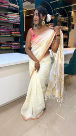 Cream Jute Lenin Saree 68