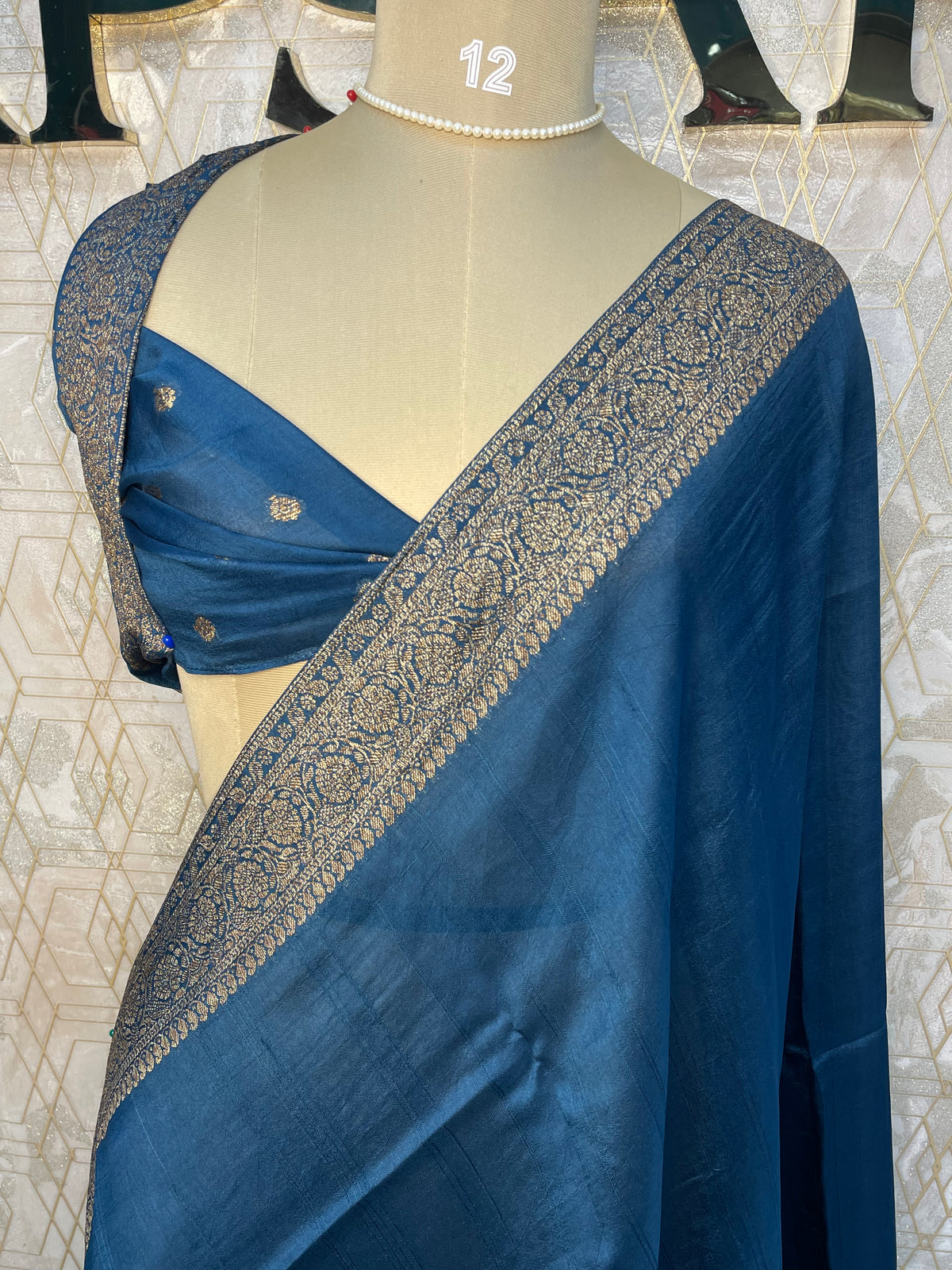 Peacock Blue Tussur Self Saree 36