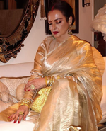 Rekhaji Cream Golden Plain Pure Tissue Saree 11