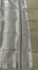 Gold n Grey Pure Tissue Brocade Saree 11