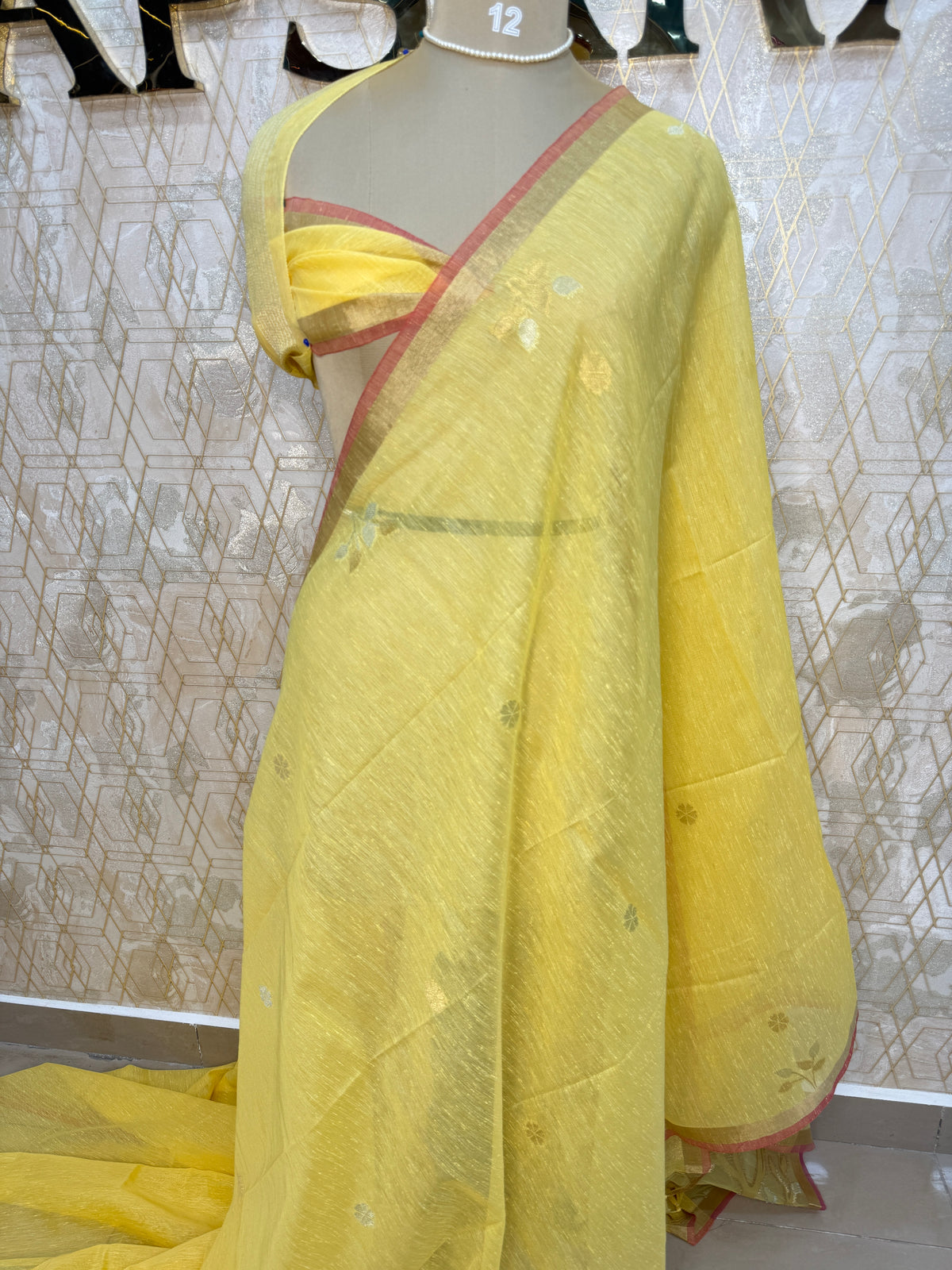 Yellow Jute Lenin Saree 68