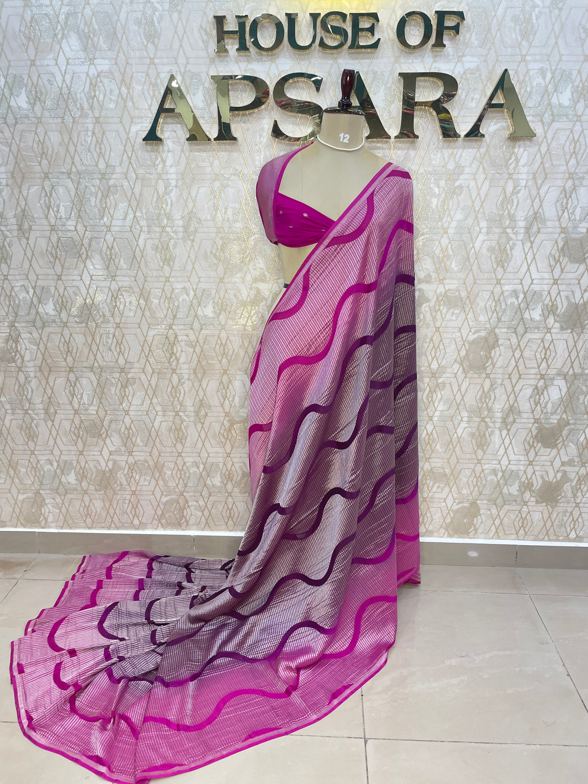 Purple n Wine With Silver Zari Semi Chiffon Saree 70