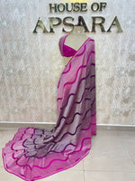 Purple n Wine With Silver Zari Semi Chiffon Saree 70