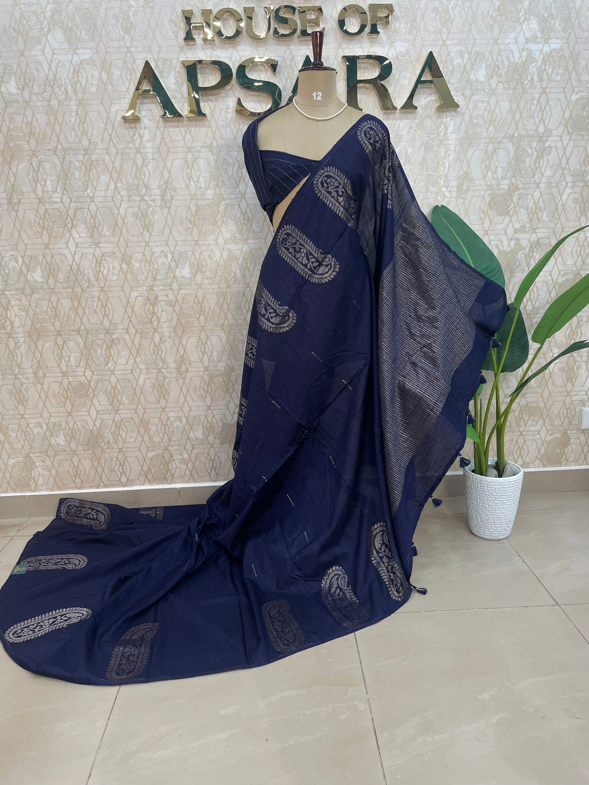 Navy Blue Banarasi Tussar Georgette Saree 307