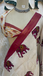 Cream n Pink Pen Kalamkari Saree 104