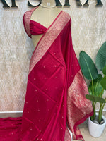 Rani Pink Banarasi Chinnon CrepeSaree 201