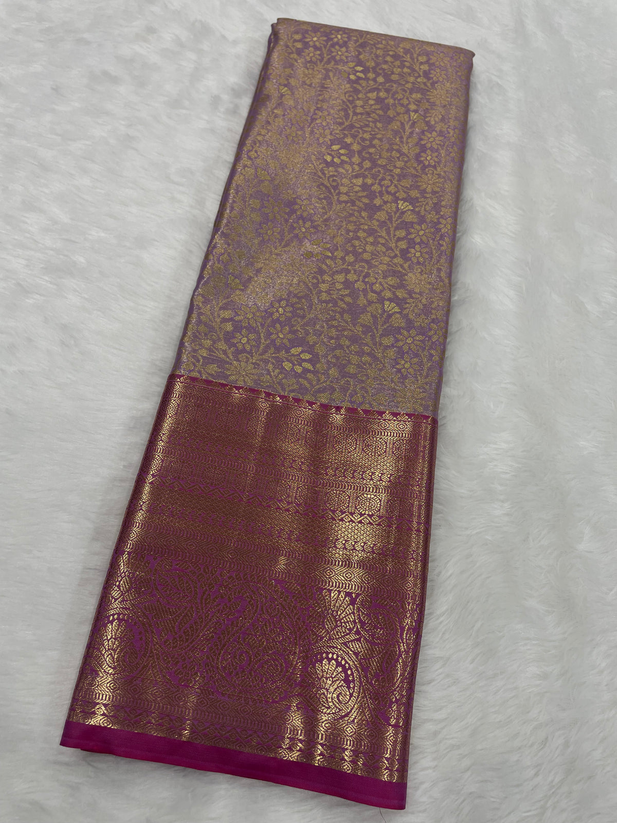 Lavender n pink Brocade Semi Kanchi Tissue Saree