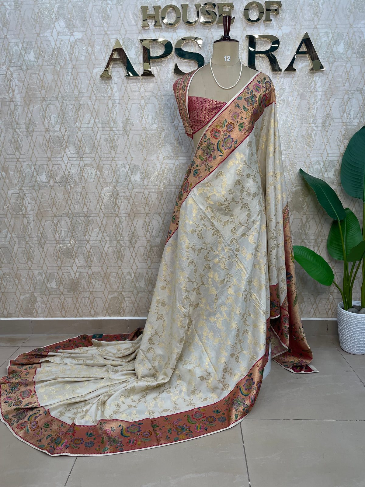 Gold Blue Banarasi Chiniya Silk Saree 320
