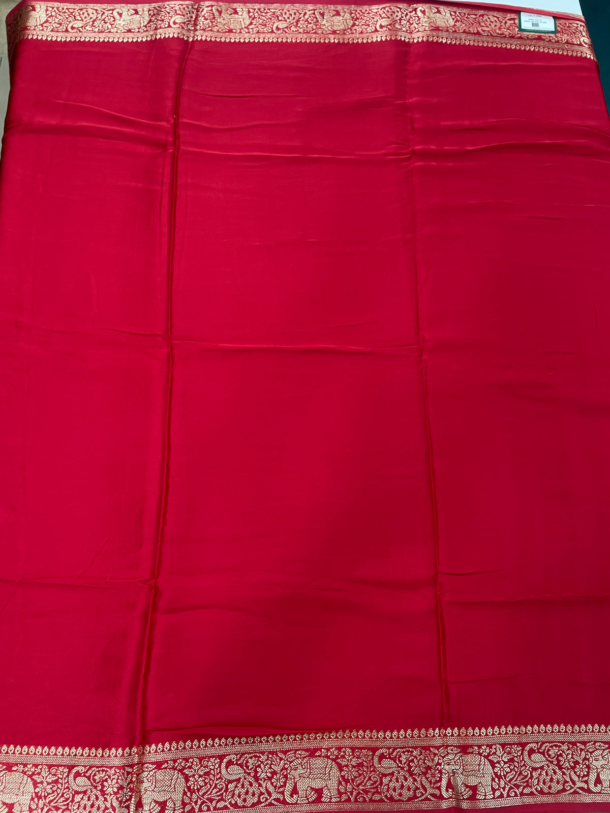 Red Satin Mashru Silk Saree 07
