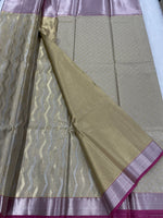Gold n Pink Brocade Semi Kanchi Tissue Saree