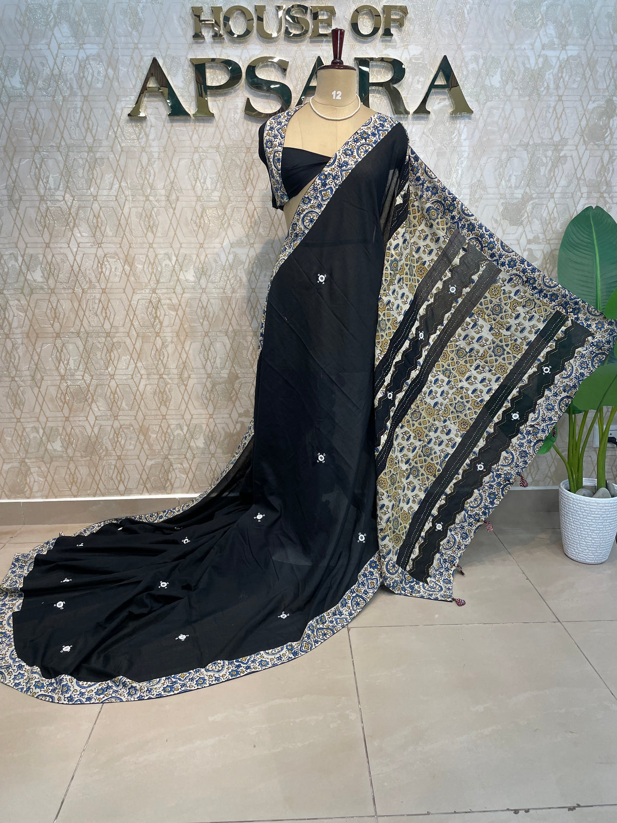 Black Patchwork saree 317