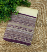 Cream n Purple Semi Silk Saree 42