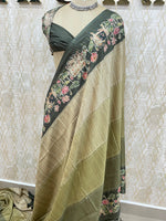 Green Soft Tussur Aari Work Saree 38