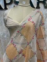Orange Soft Tissue Embroidery Saree 64