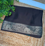 Black Satin Mashru Silk Saree 07