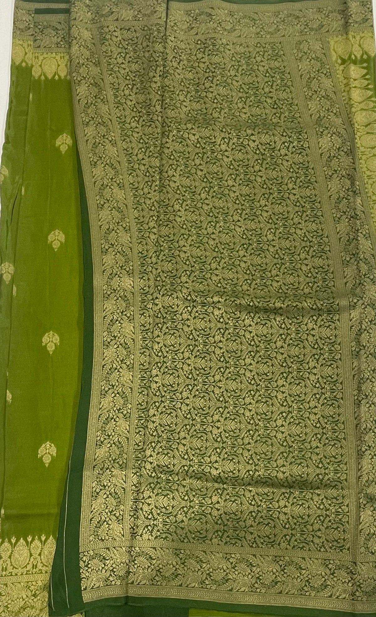 Green Brown n Orange Semi Silk Saree 25
