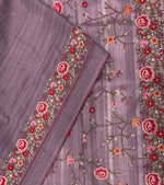 Purple Soft Tussur Petite Embroidery Saree 21