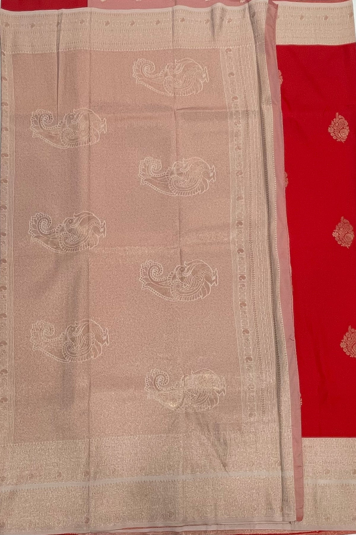 Red n Cream Semi Silk Saree 42