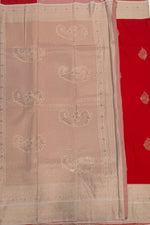 Red n Cream Semi Silk Saree 42