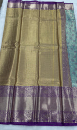 Blue n Purple Brocade Semi Kanchi Tissue Saree