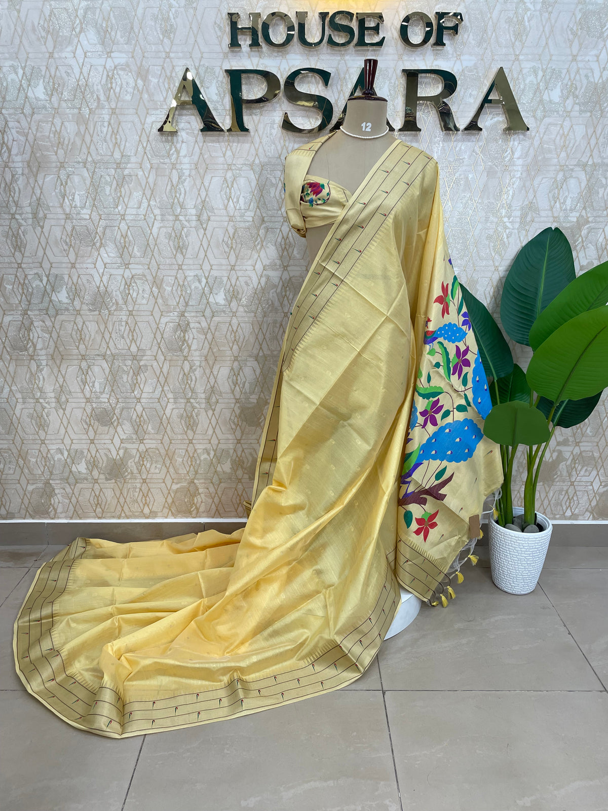 Yellow Raw Silk Paithani Work Saree 71
