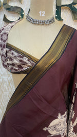 Maroon Pen Kalamkari Saree 104