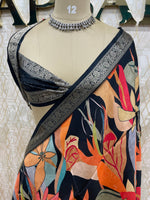 Black Soft Crepe Digital Print Saree 48