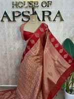 Rust Orange Banarasi tissue Saree 322