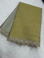 Gold n Pista Green Dual Shade Designer Tissue Saree