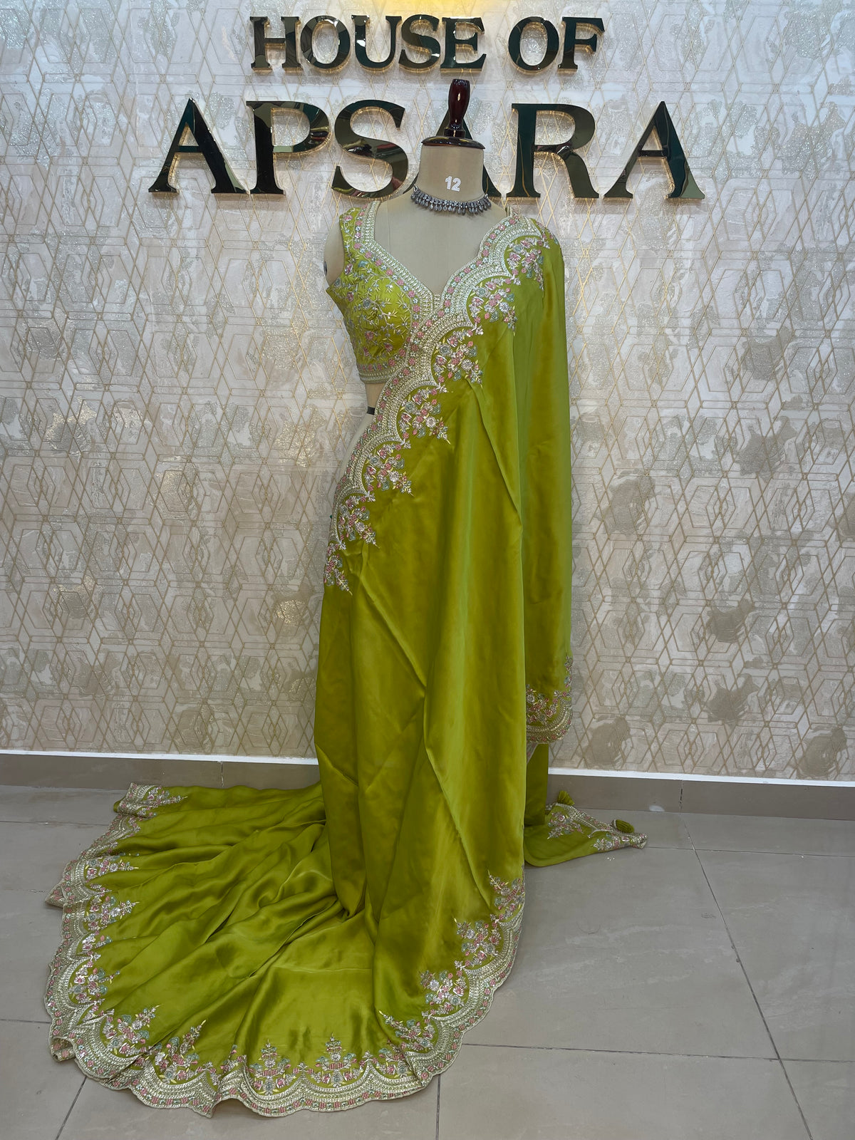 Green Handwork Stitched Blouse Designer Party Saree 55