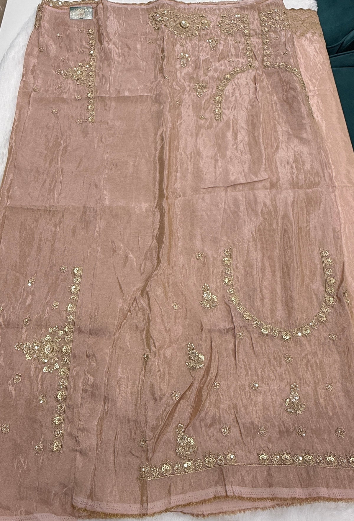 Baby Pink Shimmer Designer Saree
