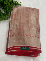 Silver n Red Pure Tissue Brocade Saree 11