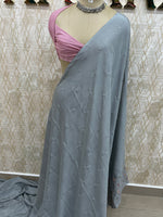 Grey Chinon Zari Embroidery Saree 44
