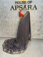 Plum Checks Crepe Silk Saree 74
